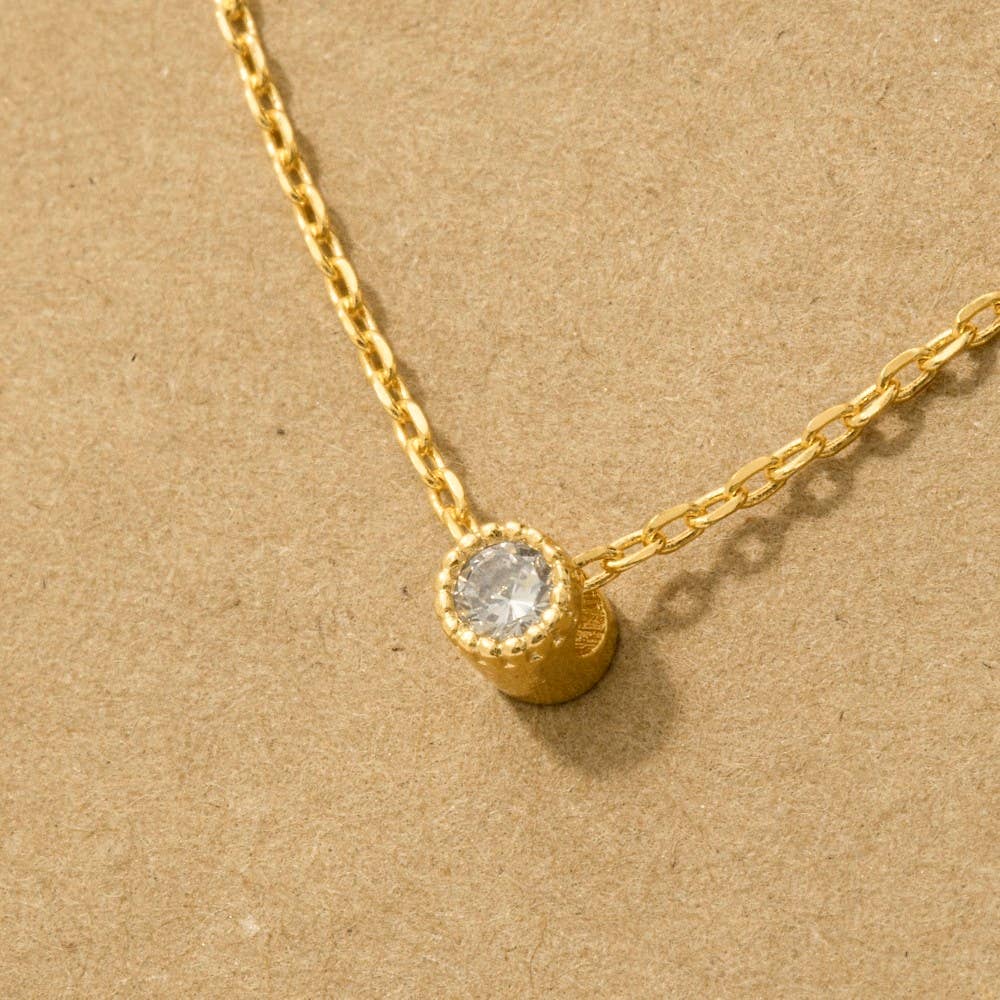 Gold Dipped Mini Cz Pendant Necklace