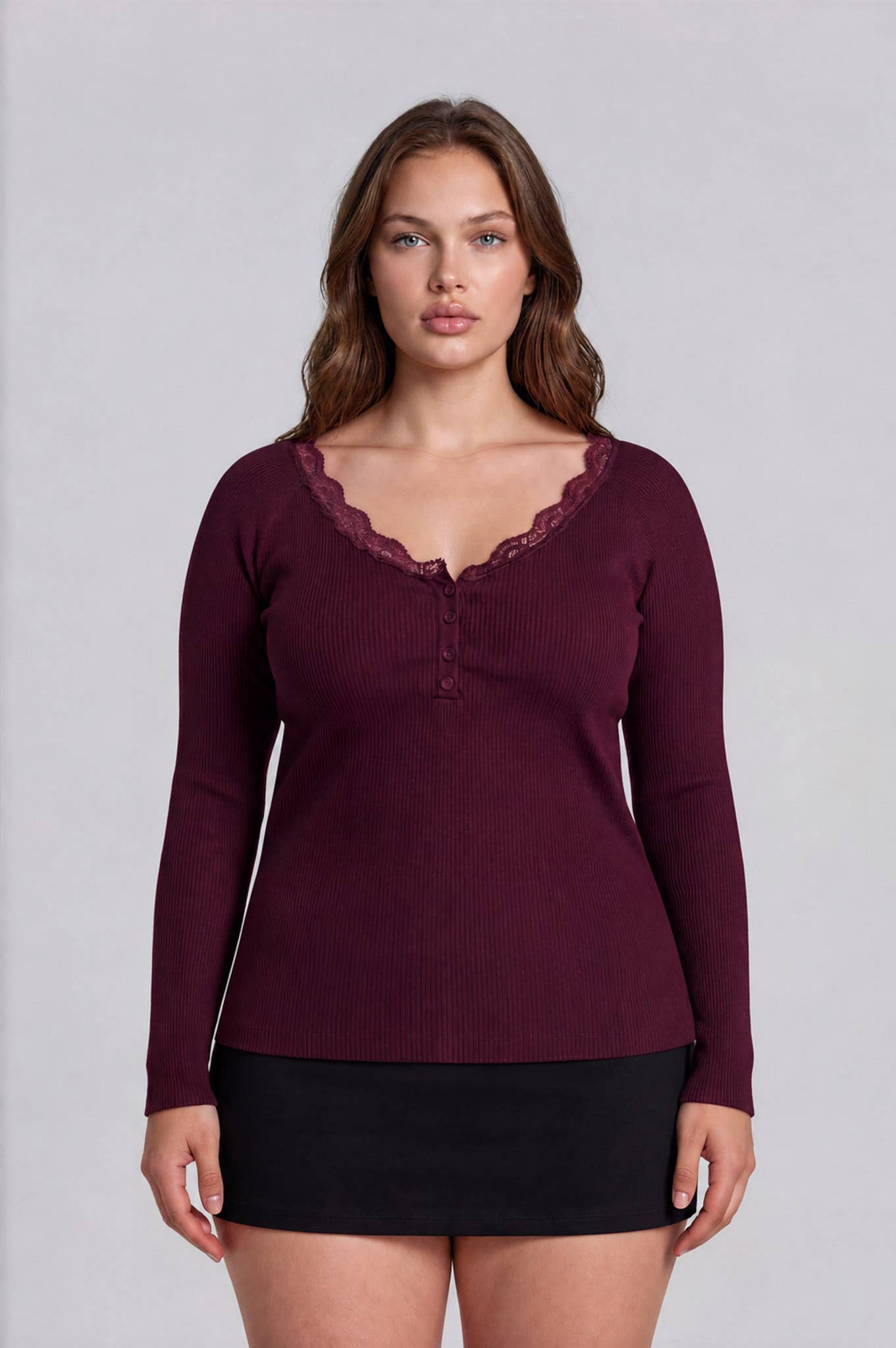 PLUS LACE SWEATER KNIT TOP