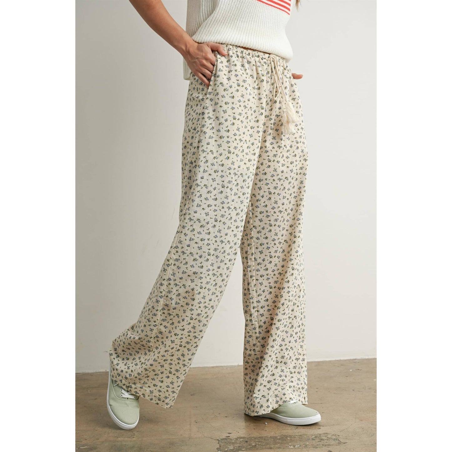 Floral Print Drawstring Pants - BMP7814