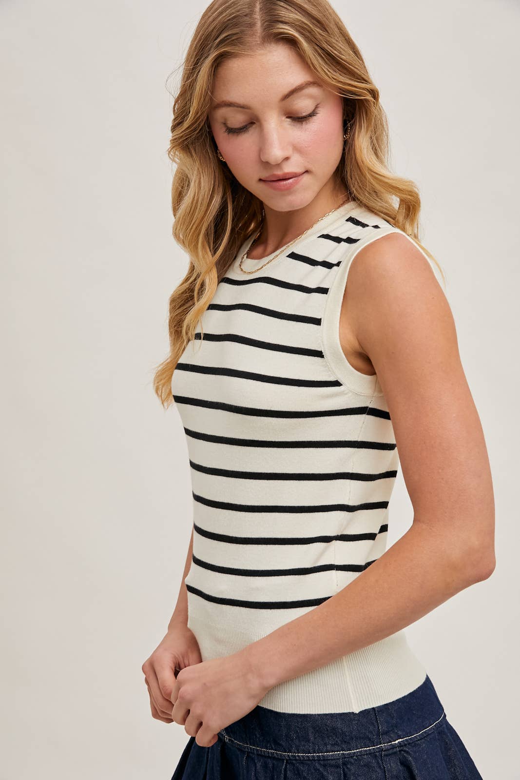 STRIPED KNIT TANK TOP