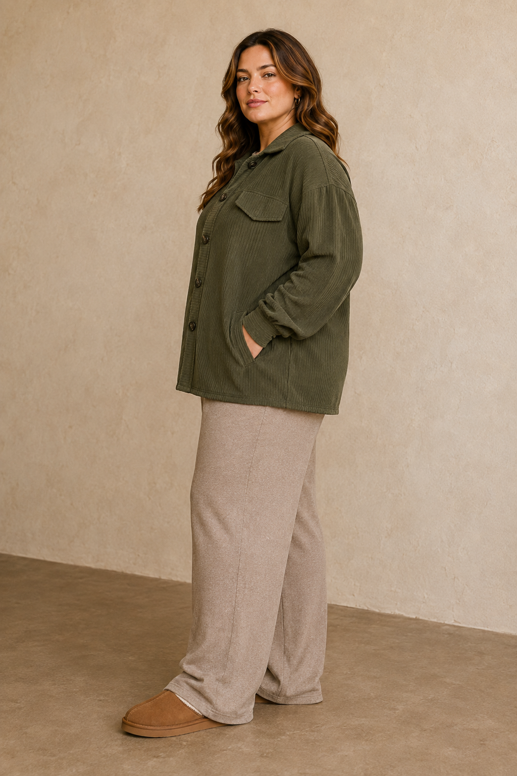 Plus Size Corduroy Shacket