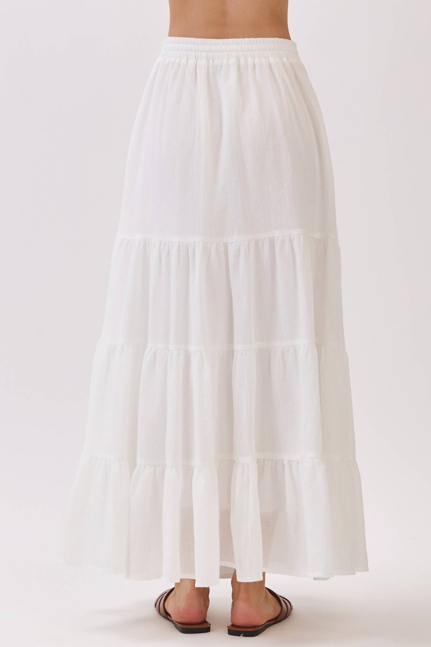 Tiered Coconut Tie Detail Maxi Skirt - VS3009