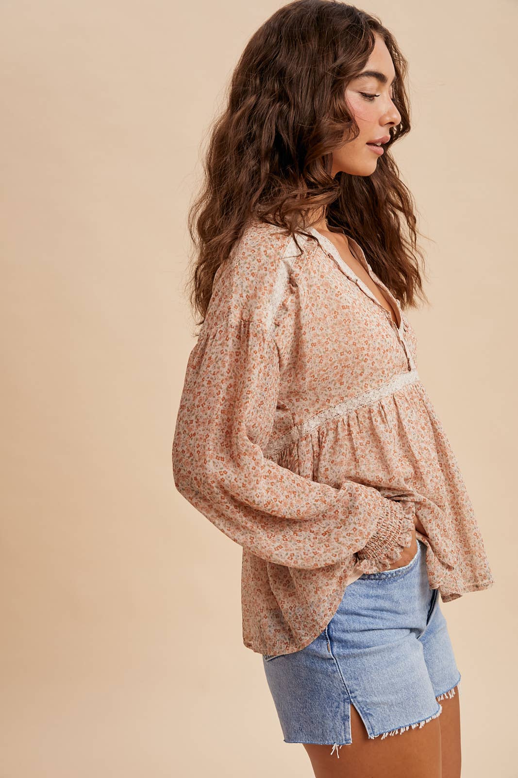 FLORAL CHIFFON V NECK BLOUSE