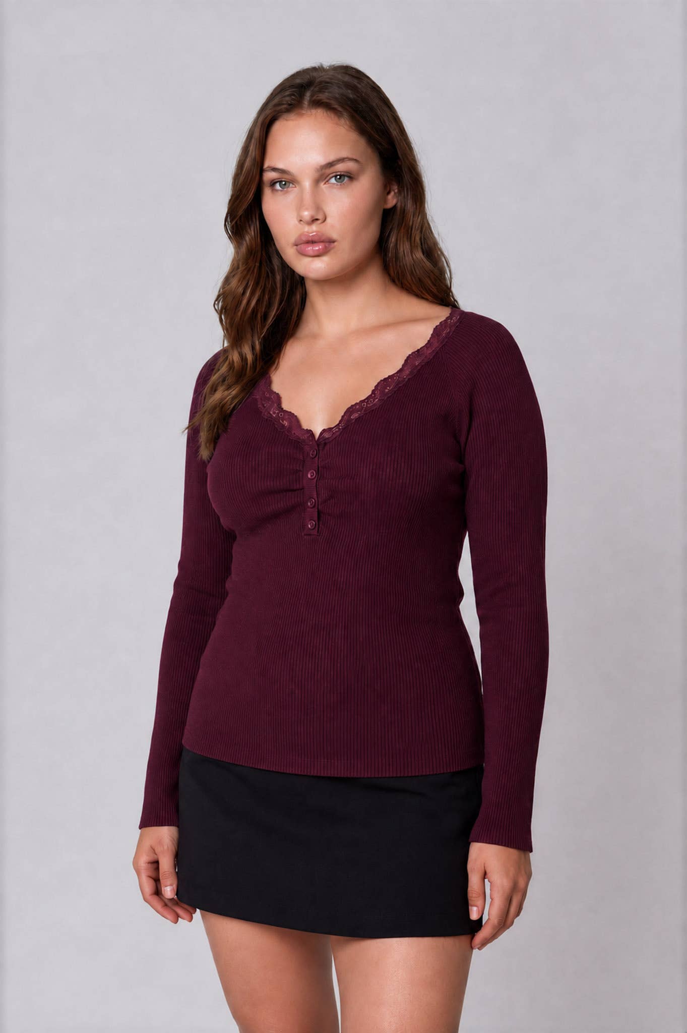 PLUS LACE SWEATER KNIT TOP