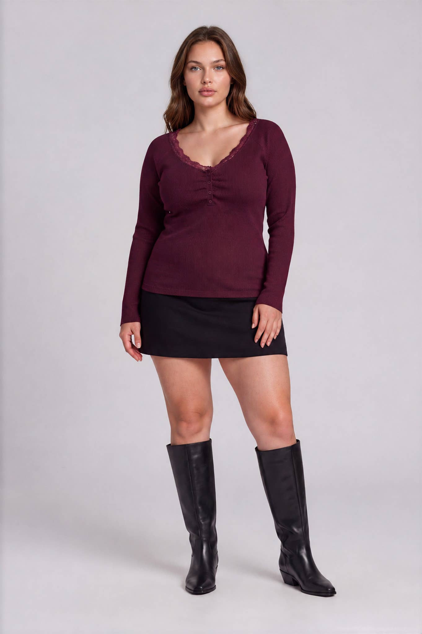 PLUS LACE SWEATER KNIT TOP