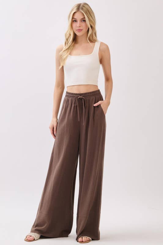 Solid Wide Leg Pants