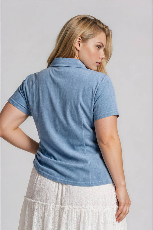 PLUS BUTTON DOWN DENIM TOP