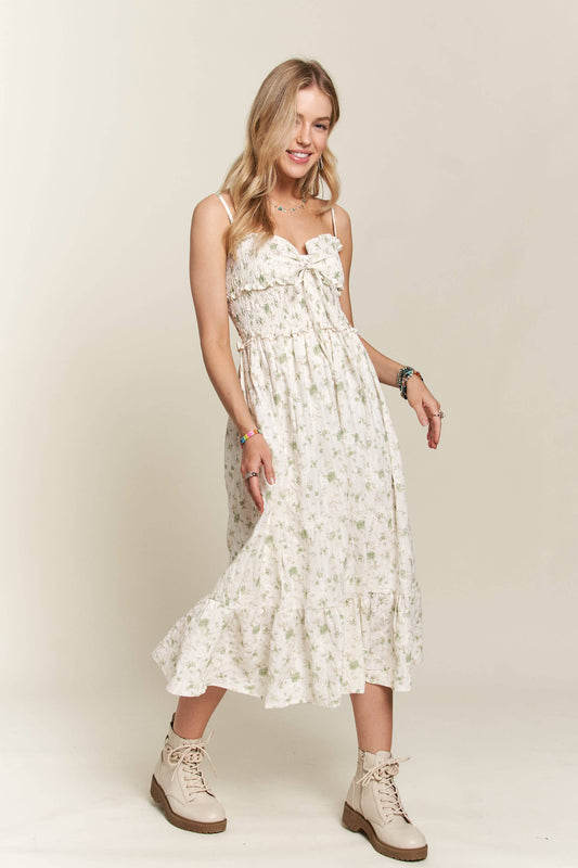 RUFFLED TOP MIDI DRESS