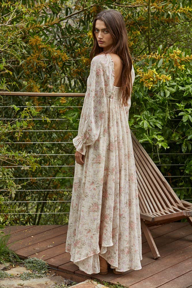 Chiffon Floral Flare Maxi Dress