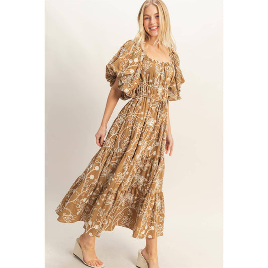 Puff Sleeve Midi Dress