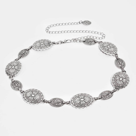 Ornate Oval Concho Disc Chain Fashion Belt