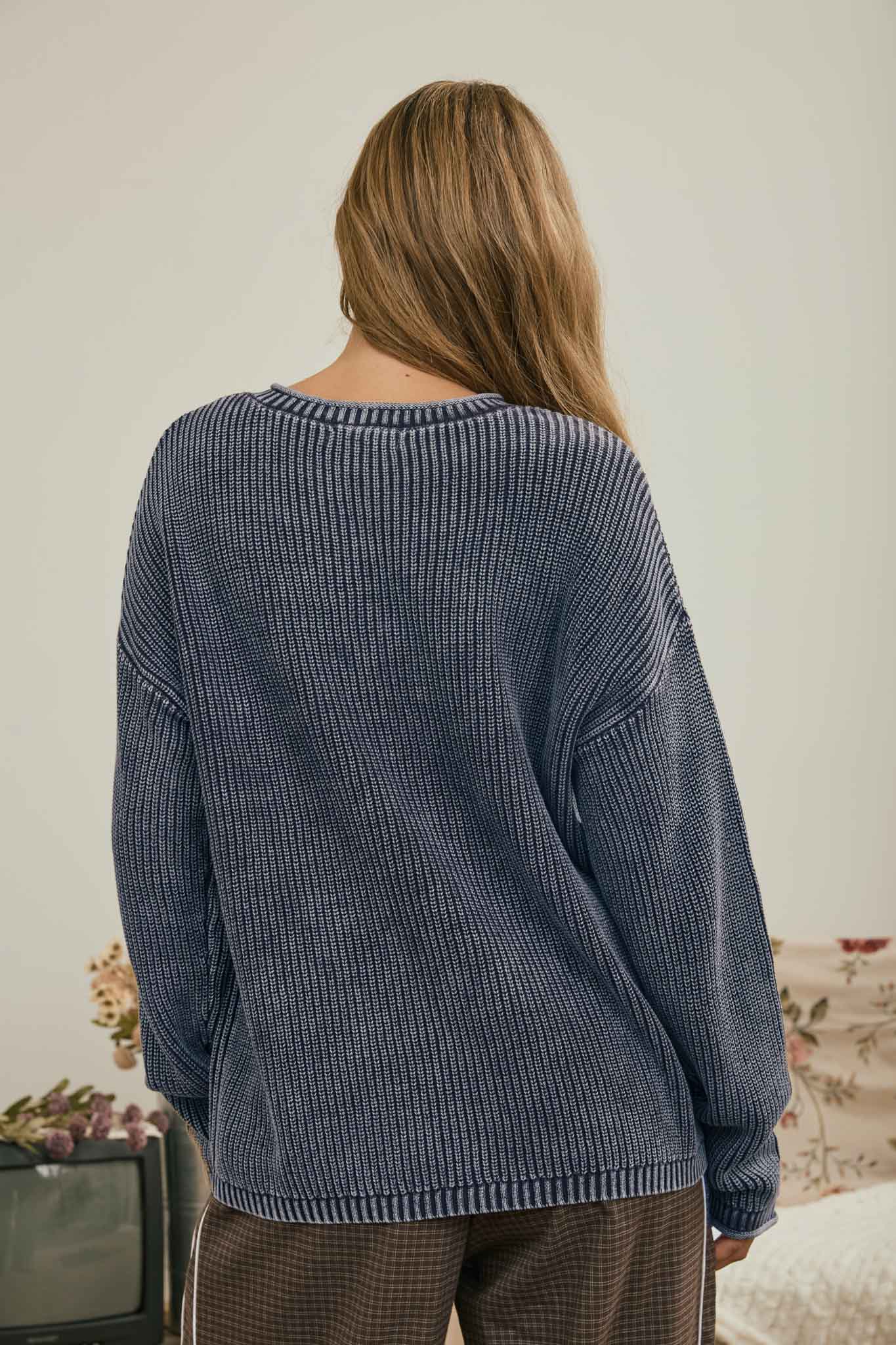 RIBBED HENLEY KNIT
