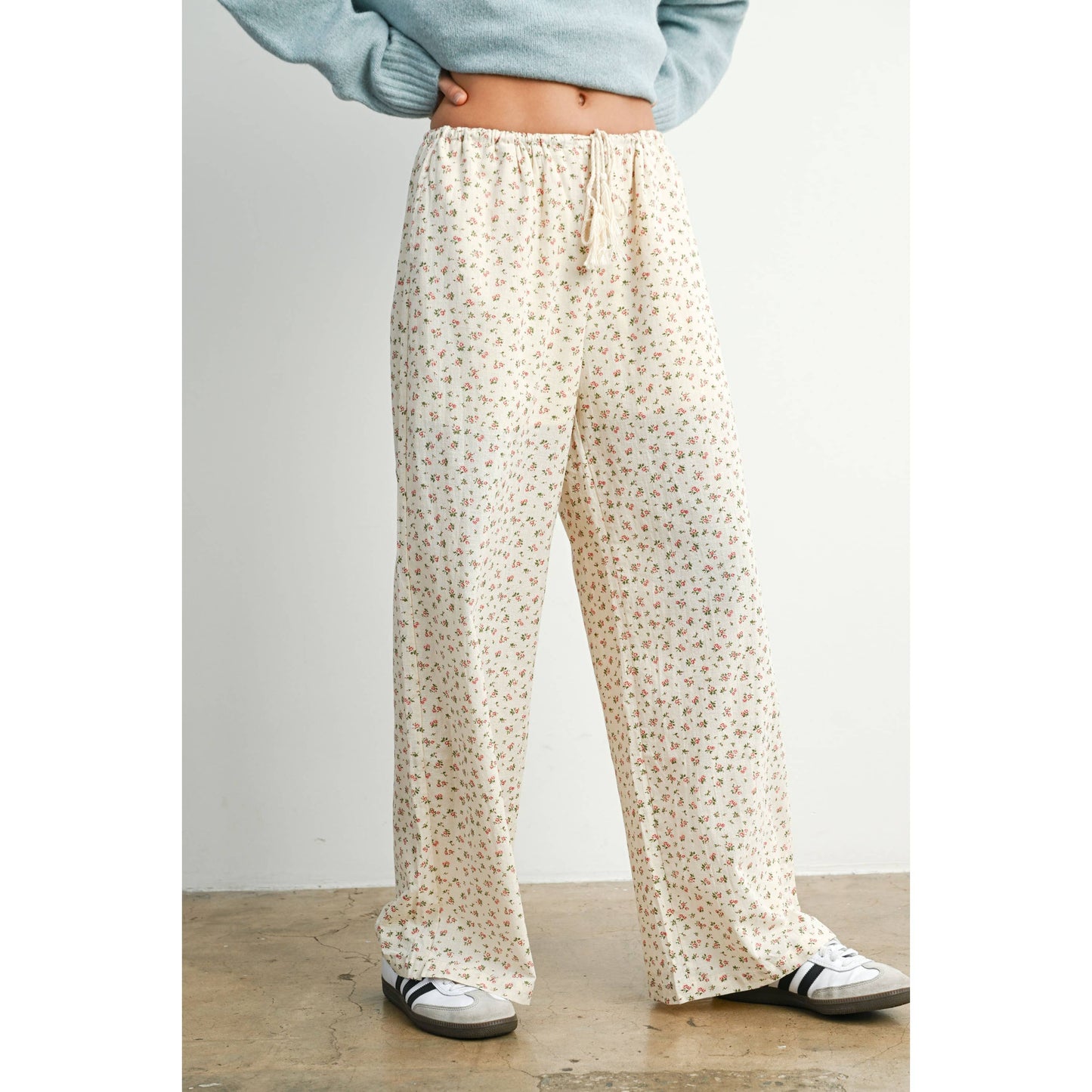 Floral Print Drawstring Pants - BMP7814