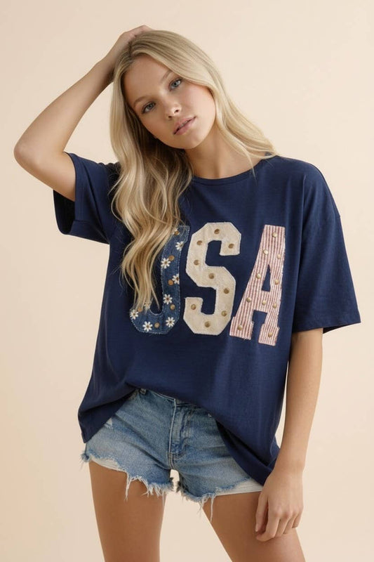 Studded USA Graphic Tee