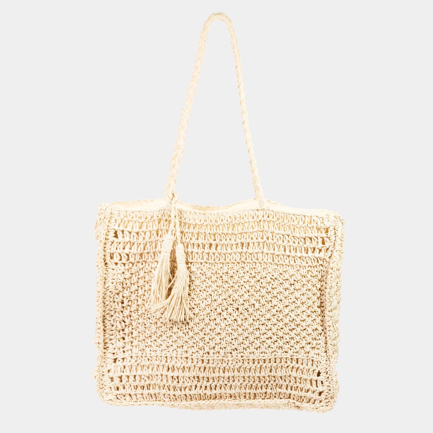 Straw Knit Tote Bag