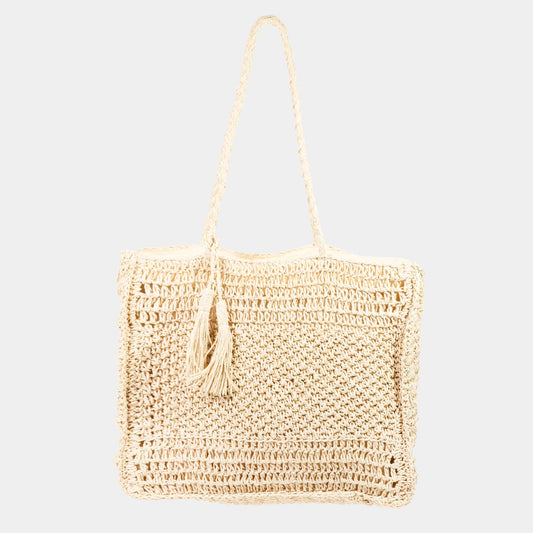 Straw Knit Tote Bag
