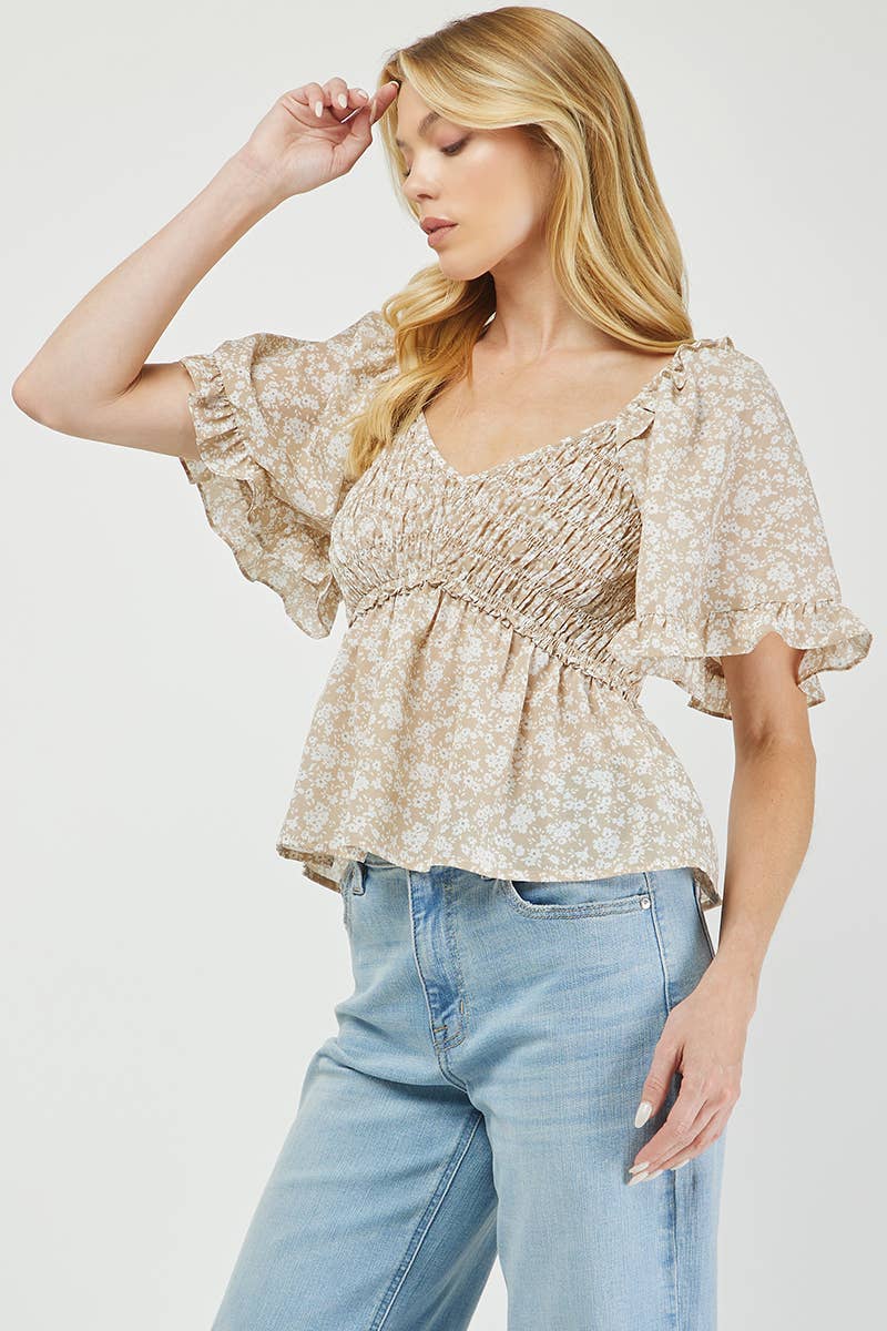 Boho Blossom Smocked Floral Top