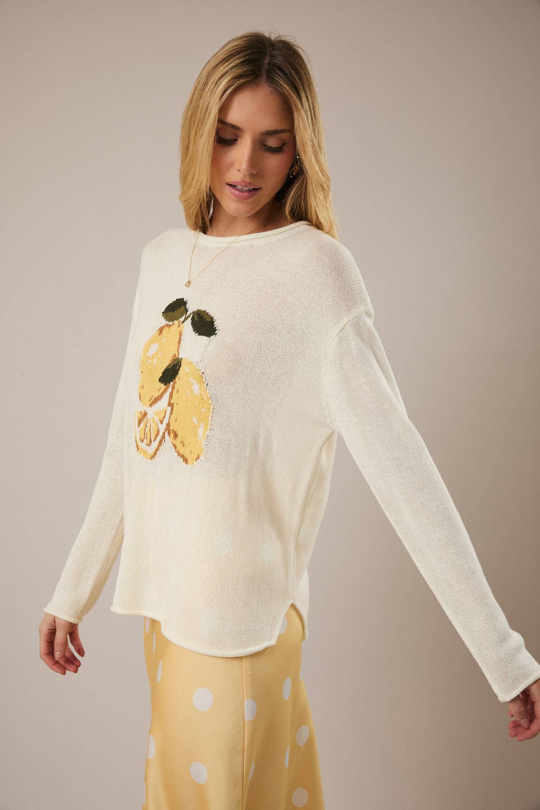Lightweight Knit Lemon Sweater
