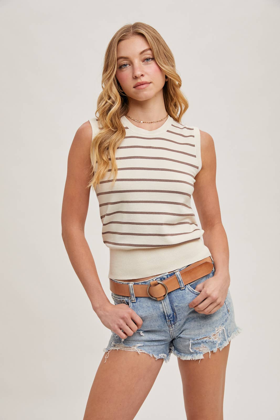 STRIPED KNIT TANK TOP