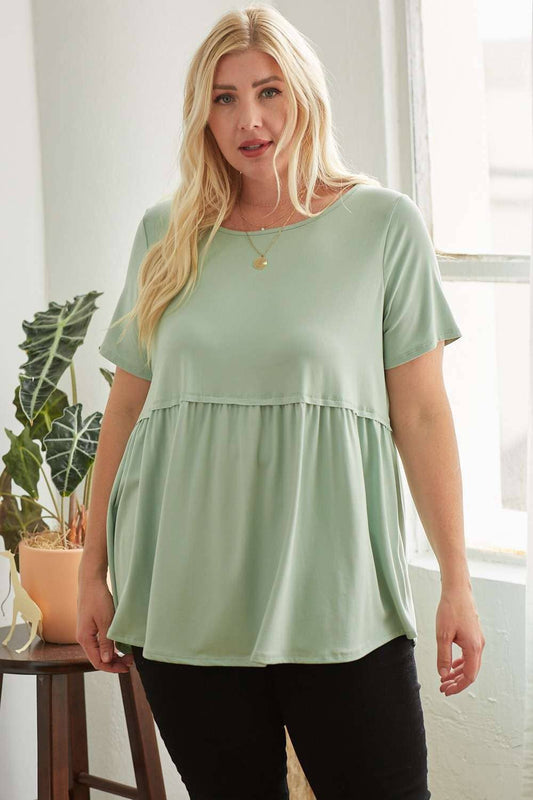 Plus ROUND NECK BABYDOLL KNIT TOP
