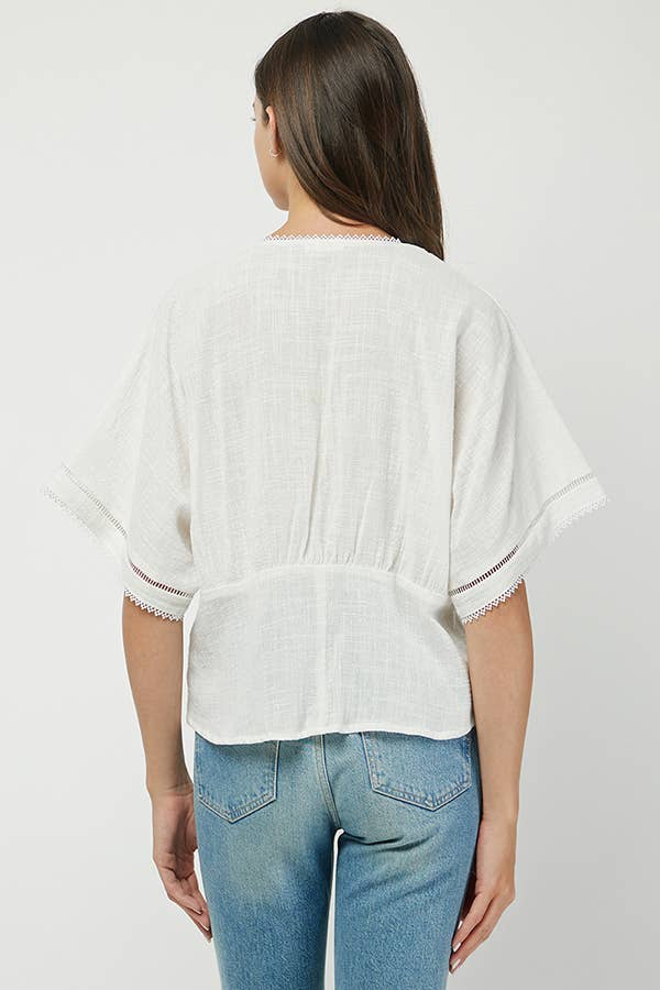 Boho Chic Eyelet Trim Blouse