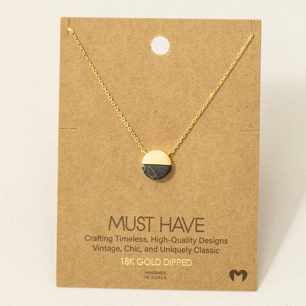 Round Half Stone Pendant Necklace