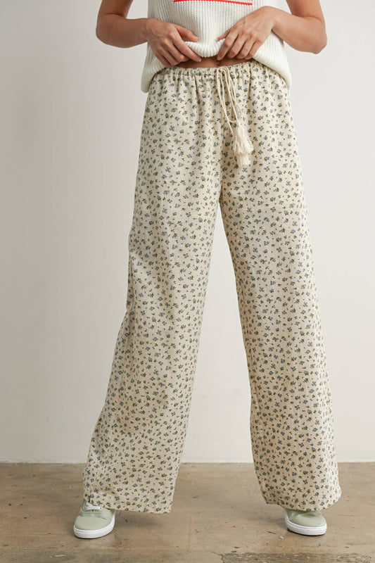 Floral Print Drawstring Pants