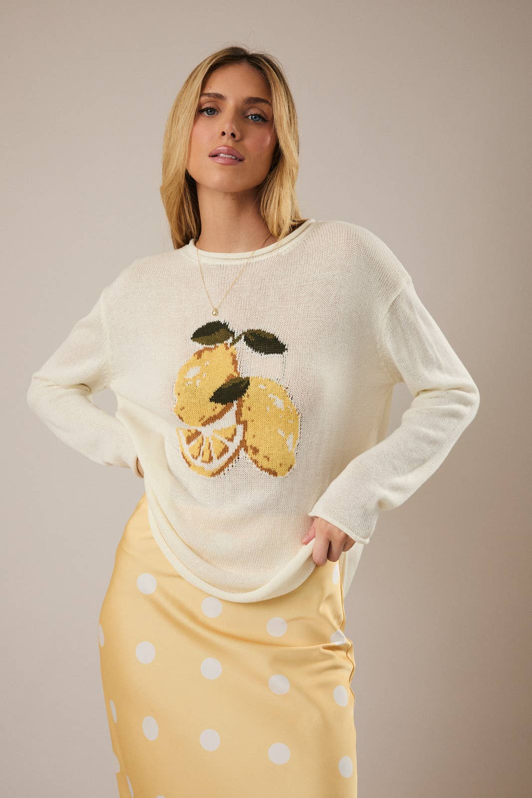 Lightweight Knit Lemon Sweater