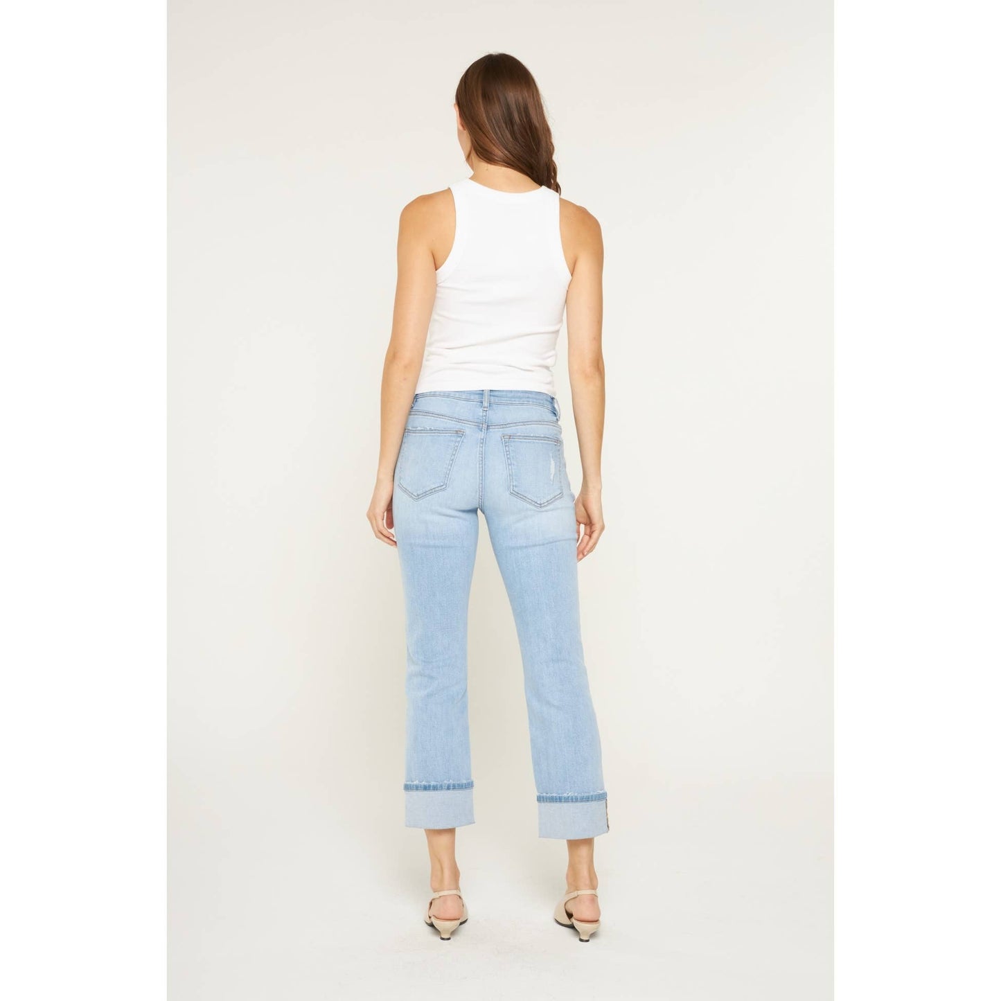 MID RISE CUFFED STRAIGHT LEG