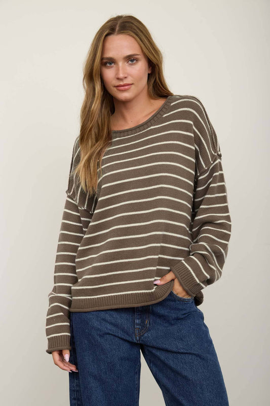 STRIPED CREW NECK SWEATER