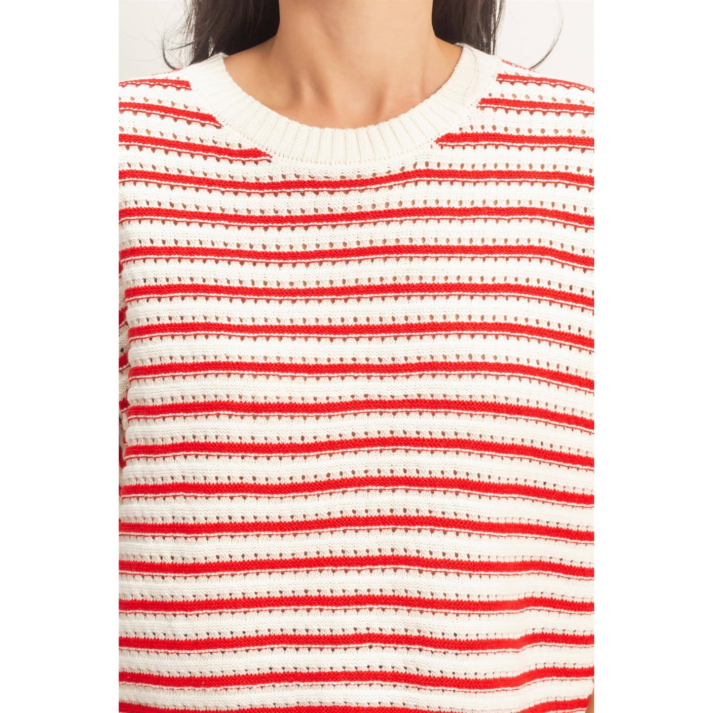 Striped Sleeveless Crew Neck Top