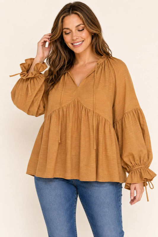 Plus Size Tie-Neck Babydoll