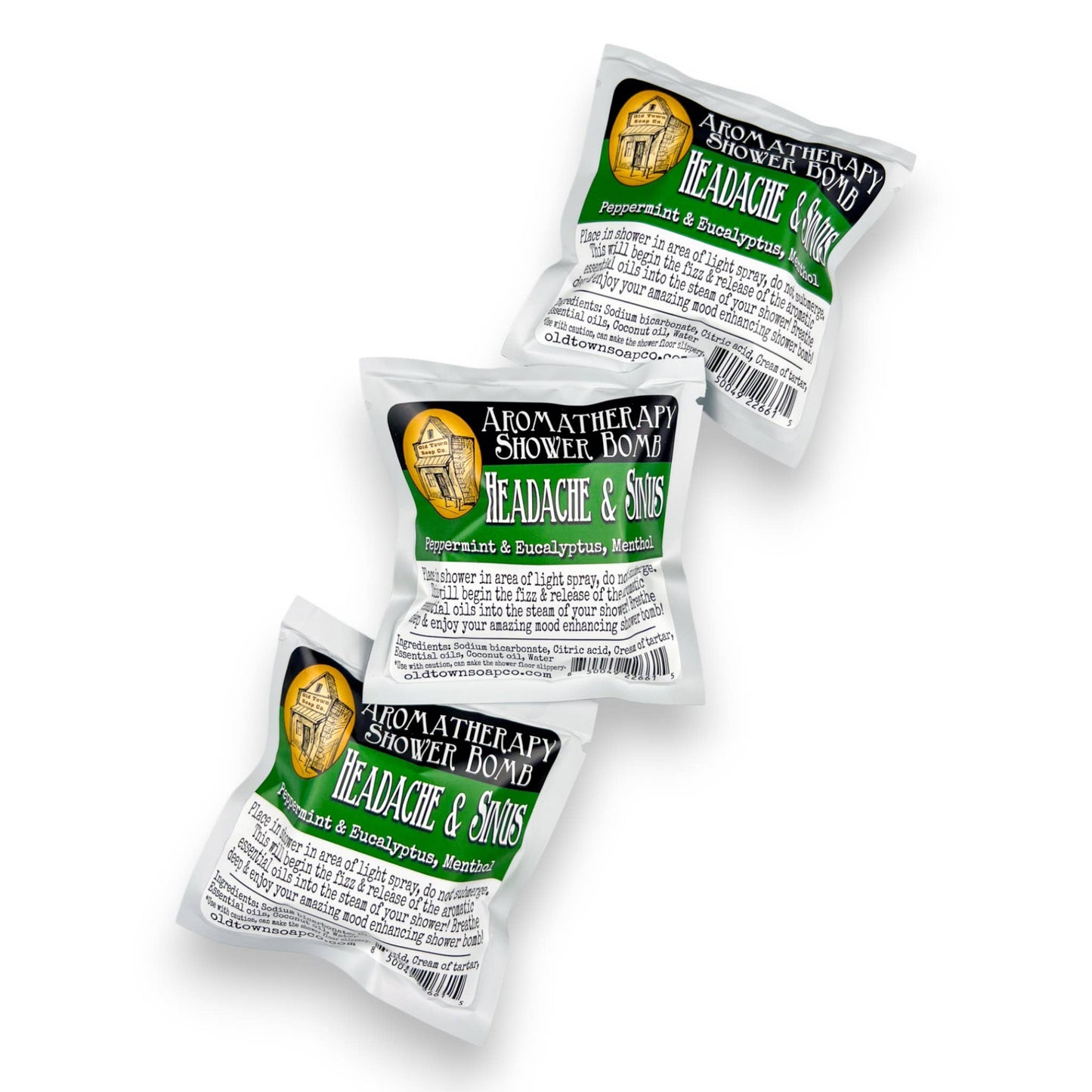 Shower Bombs/Steamer Singles -Avail in 12 Blends #1 Seller: OTSC Branded / Silver / Headache & Sinus