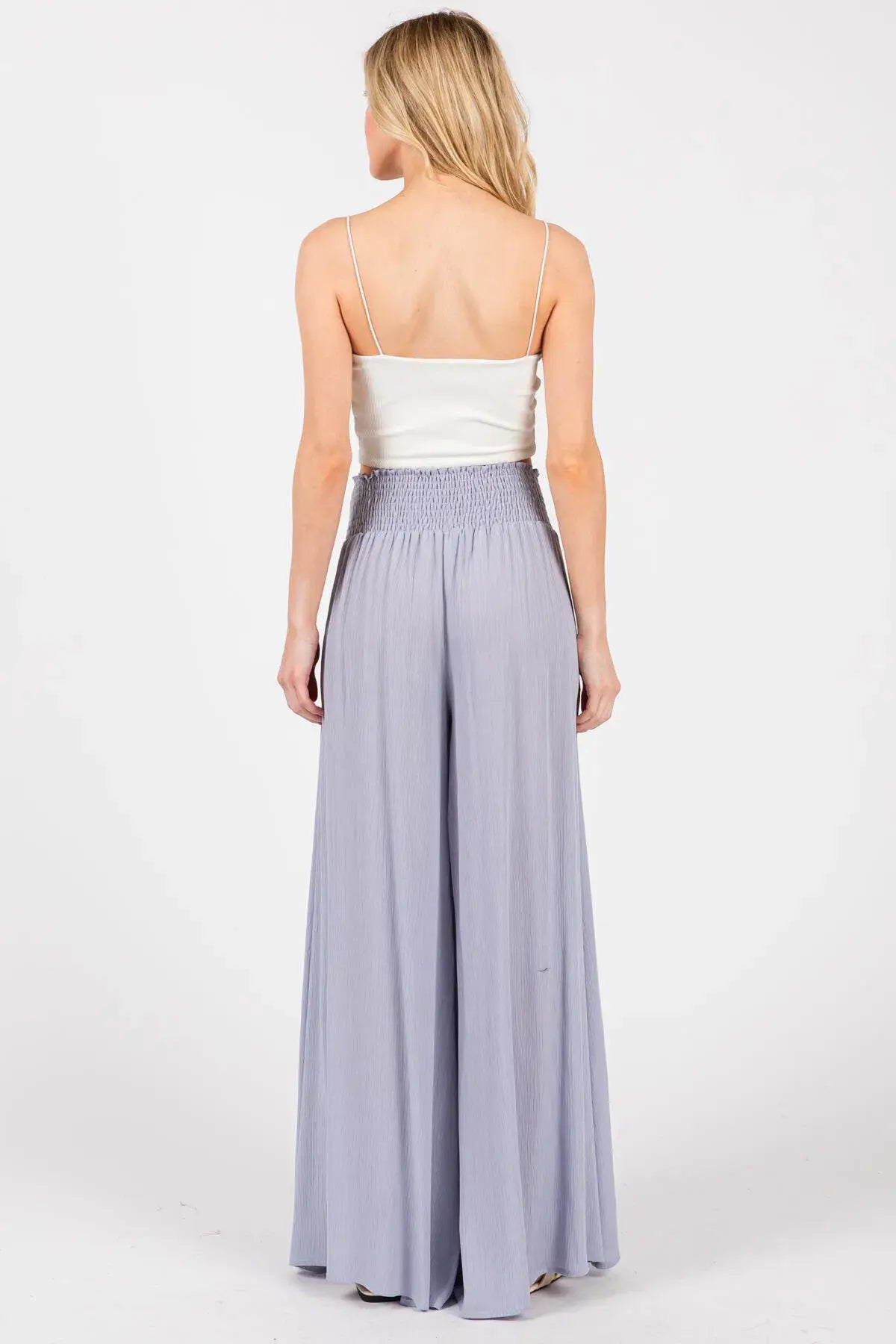 Smocked Waist Wide Leg Pants - NP16530Y