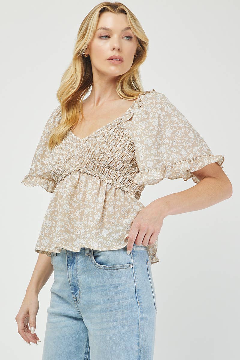 Boho Blossom Smocked Floral Top