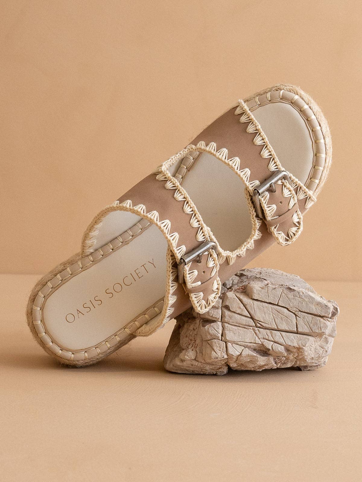 The Eugenia Raffia Platform Slide