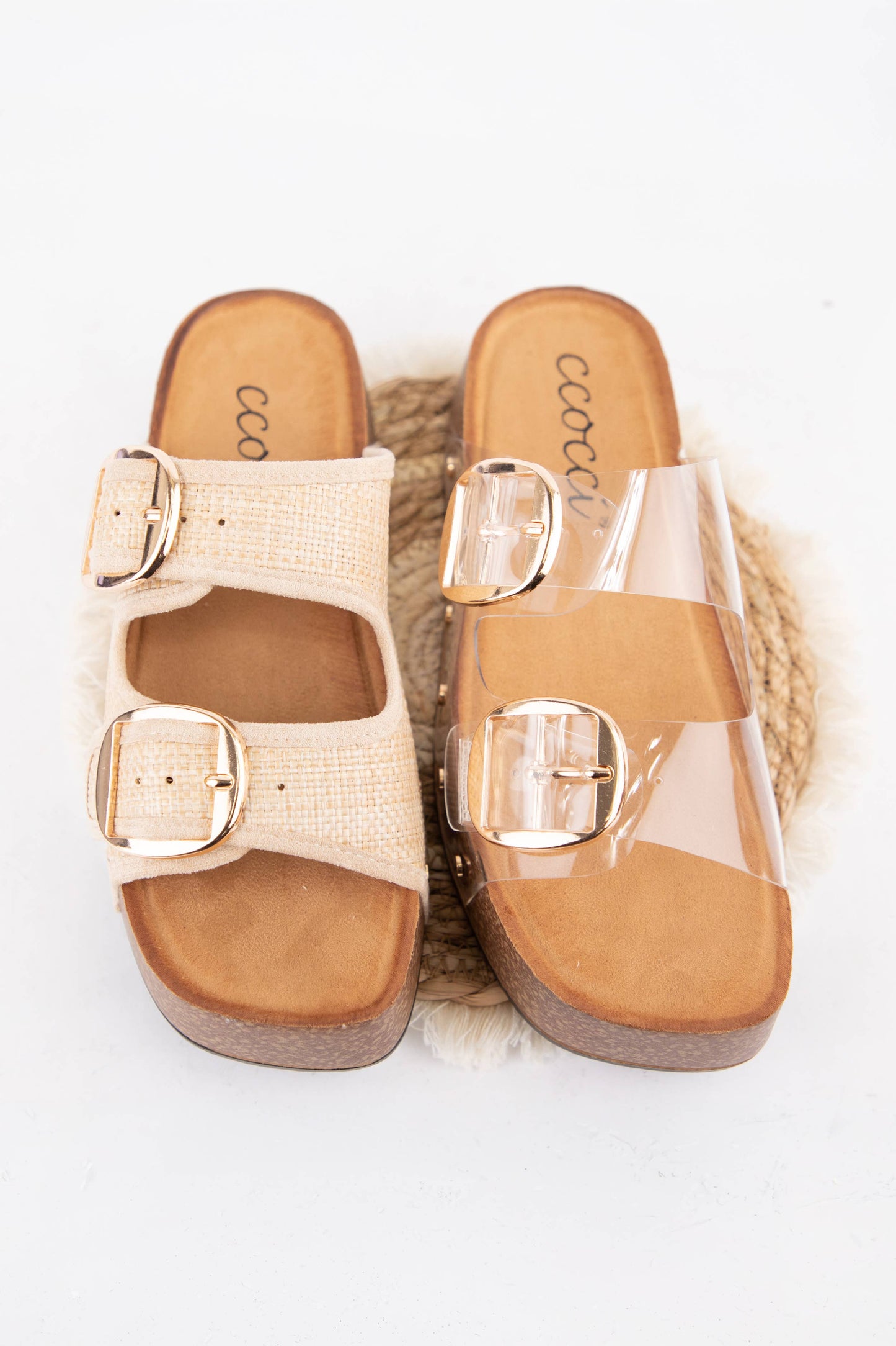 NANCY DOUBLE STRAPS WITH BOLD METAL BUCKLES PLATFORM SANDAL