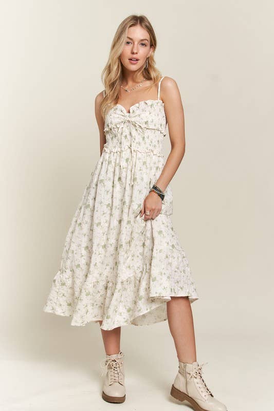 RUFFLED TOP MIDI DRESS - CED3622
