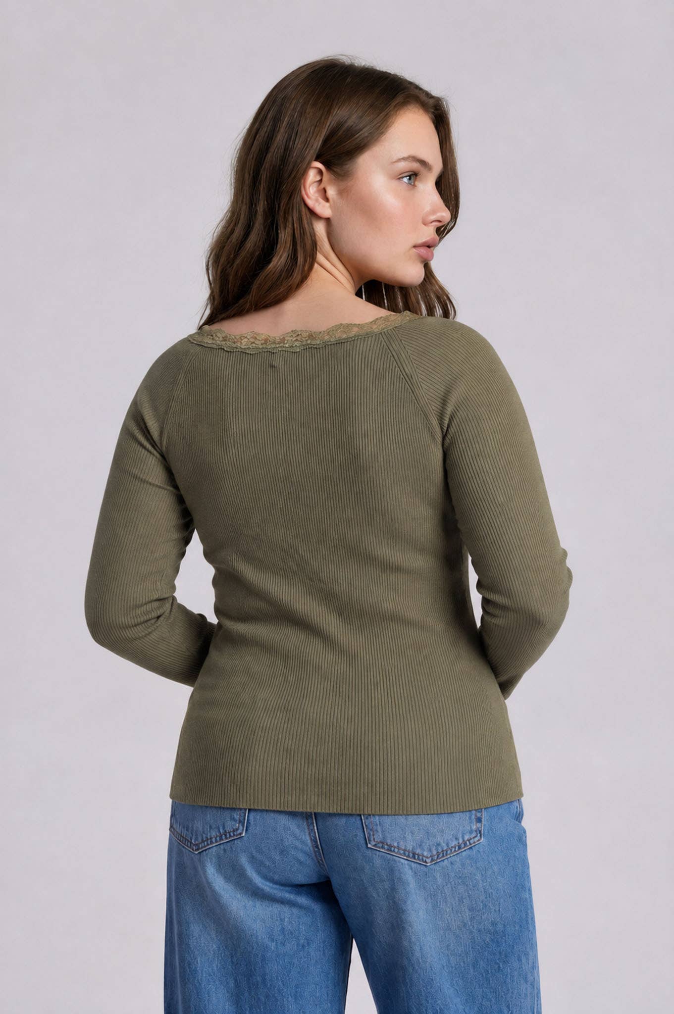 PLUS LACE SWEATER KNIT TOP