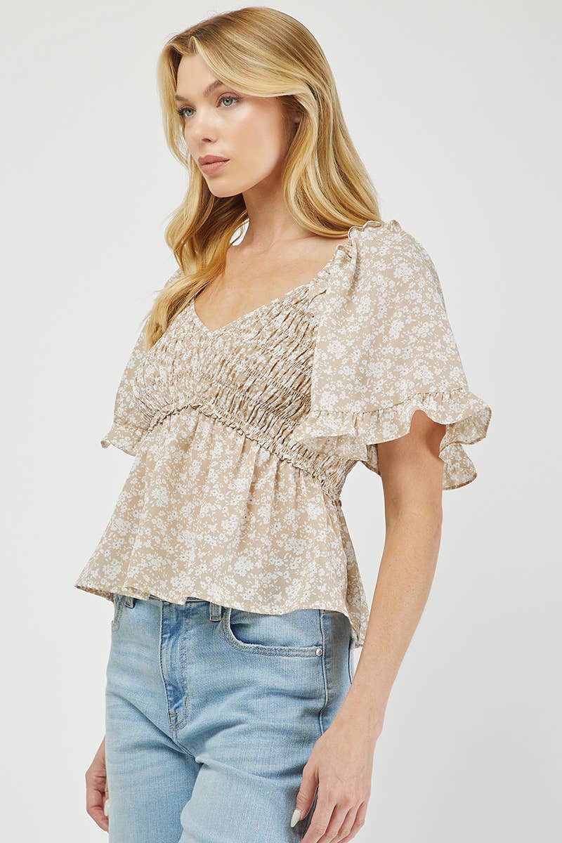 Boho Blossom Smocked Floral Top
