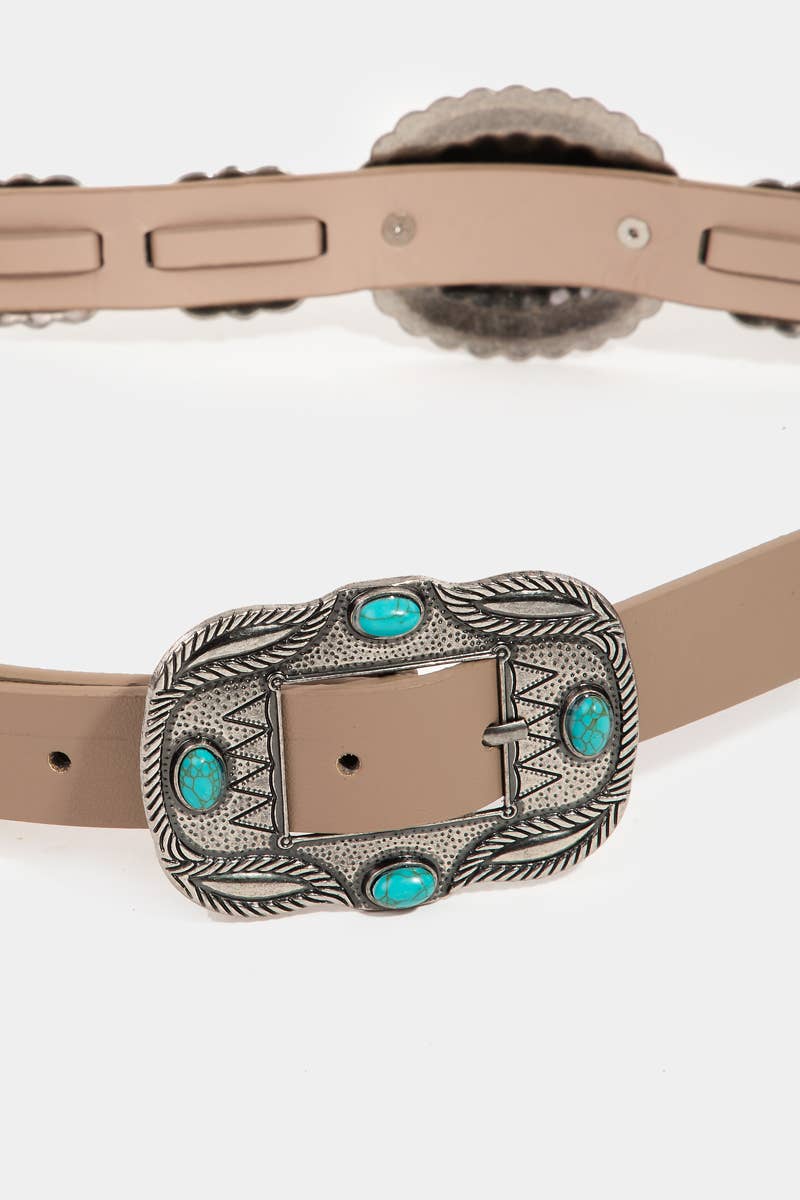 Faux Leather Concho Western Belt