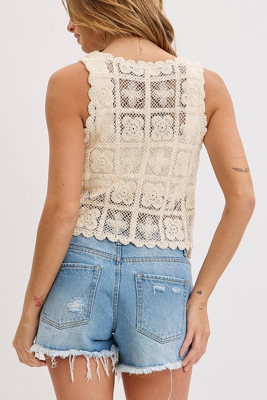 FLORALCROCHET LACE VEST
