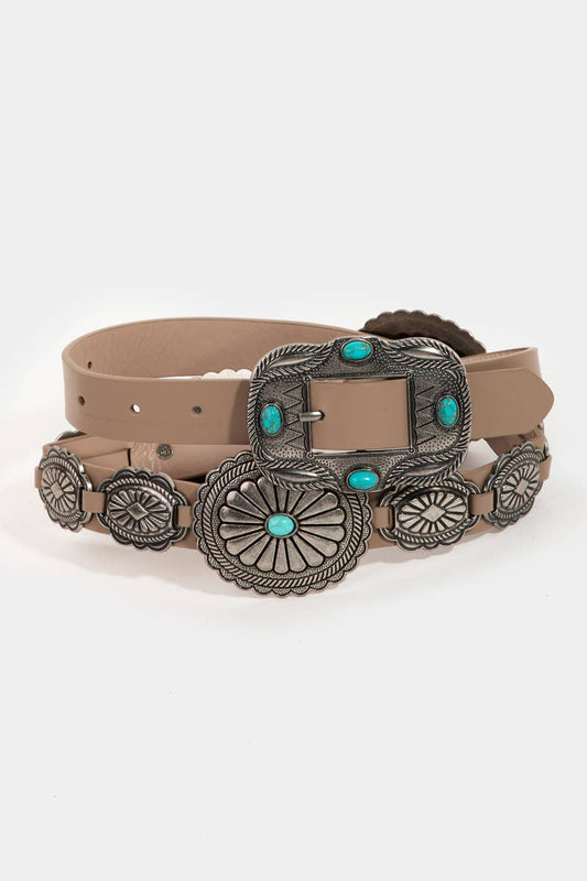 Faux Leather Concho Western Belt
