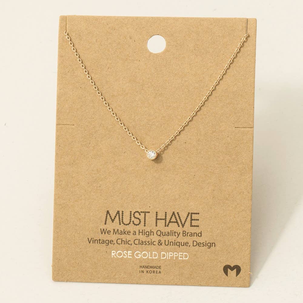 Gold Dipped Mini Cz Pendant Necklace