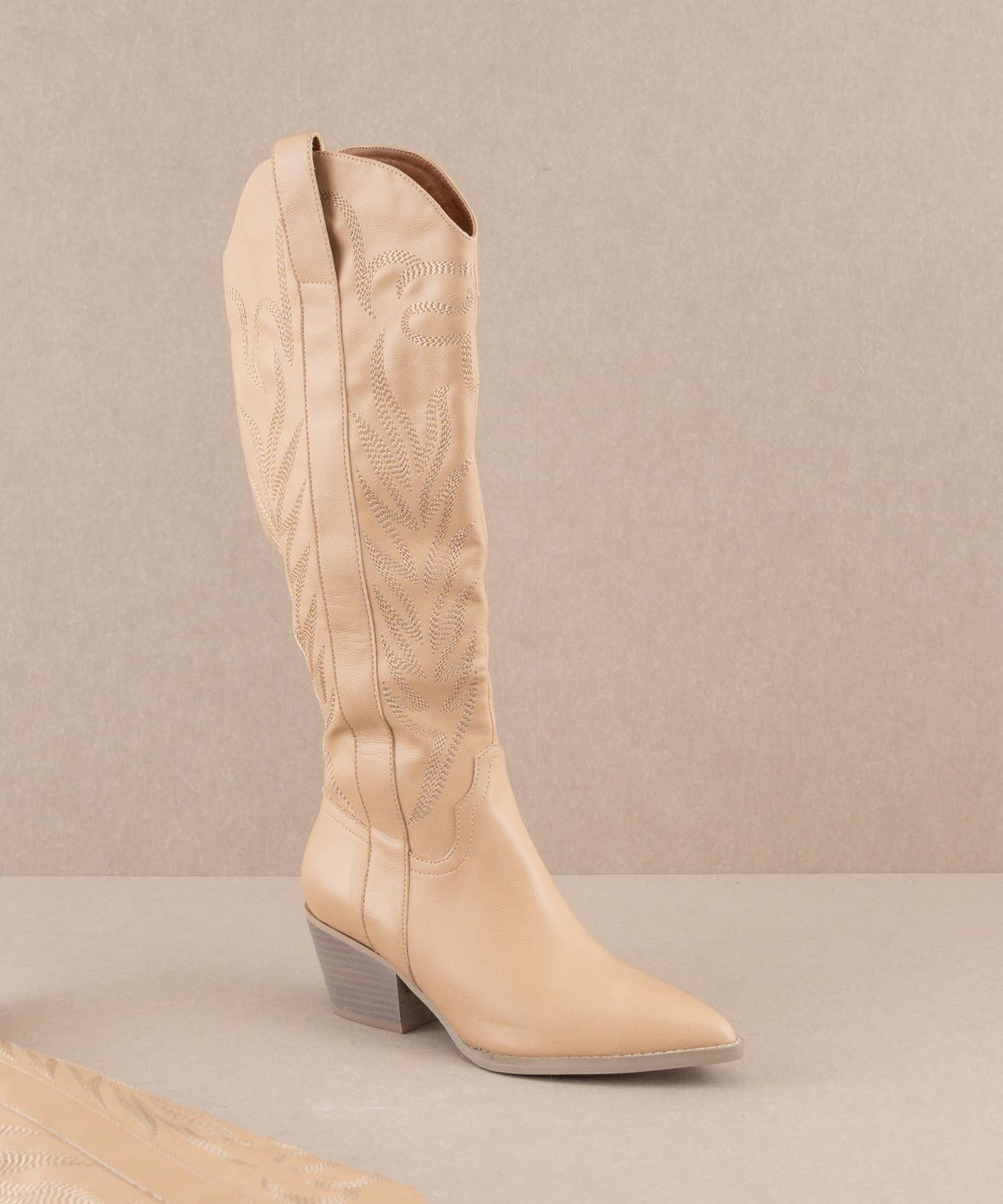 The Samara Nude | Embroidered Western Tall Boot