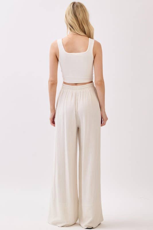 Solid Wide Leg Pants - VEP700005A