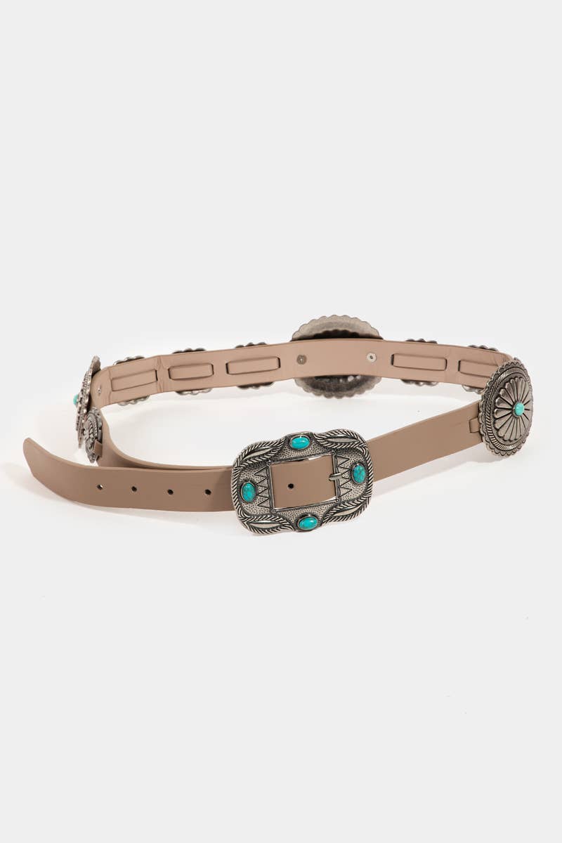 Faux Leather Concho Western Belt