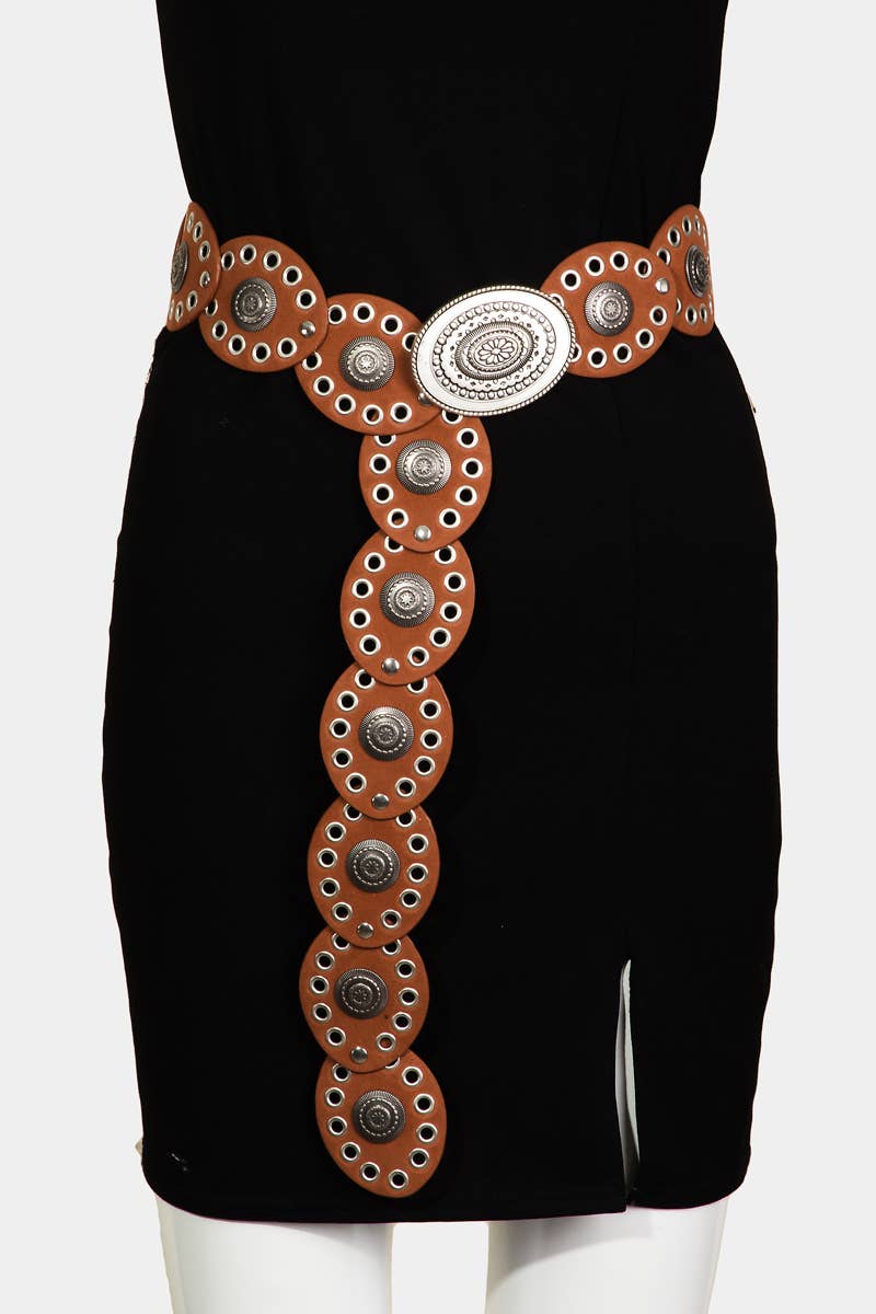 Large Ornate Western Oval Disc Belt