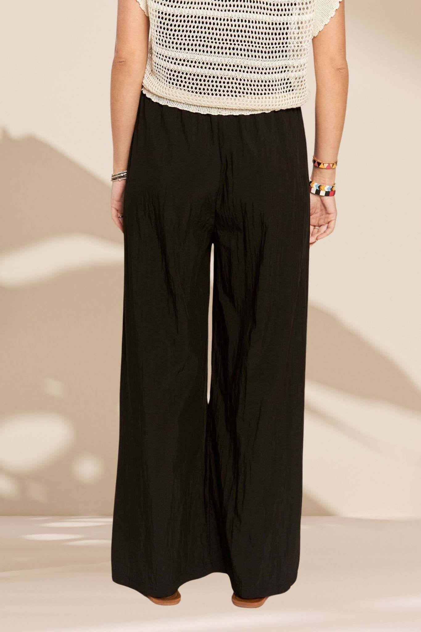 CEP3334 - WAIST TIE CRINKLE FLOWY PANTS
