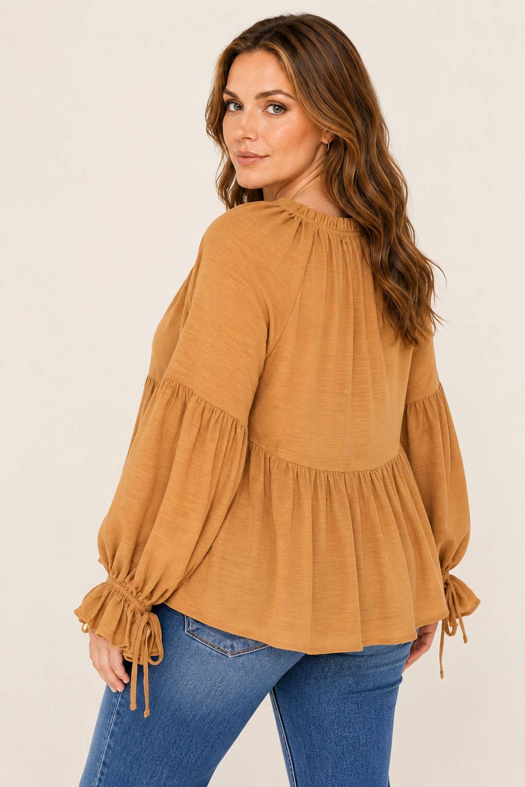 Plus Size Tie-Neck Babydoll